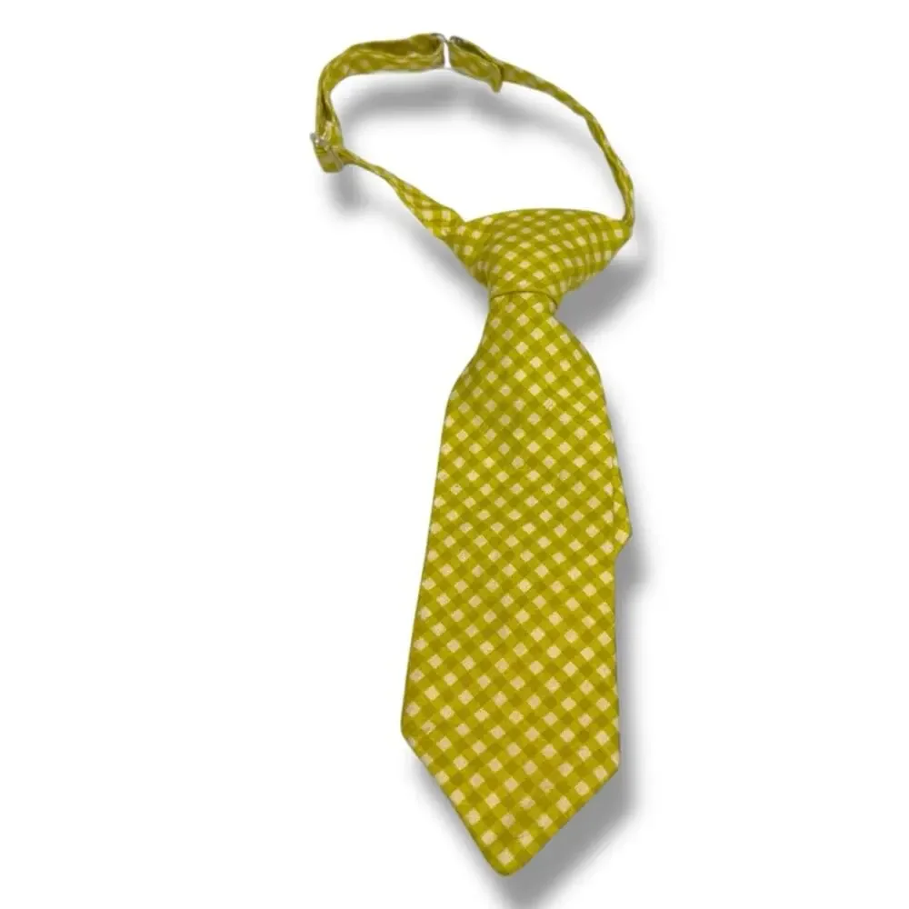 Kids Yellow Lime Checkered Tie Checked‎ Gingham Infant Toddler